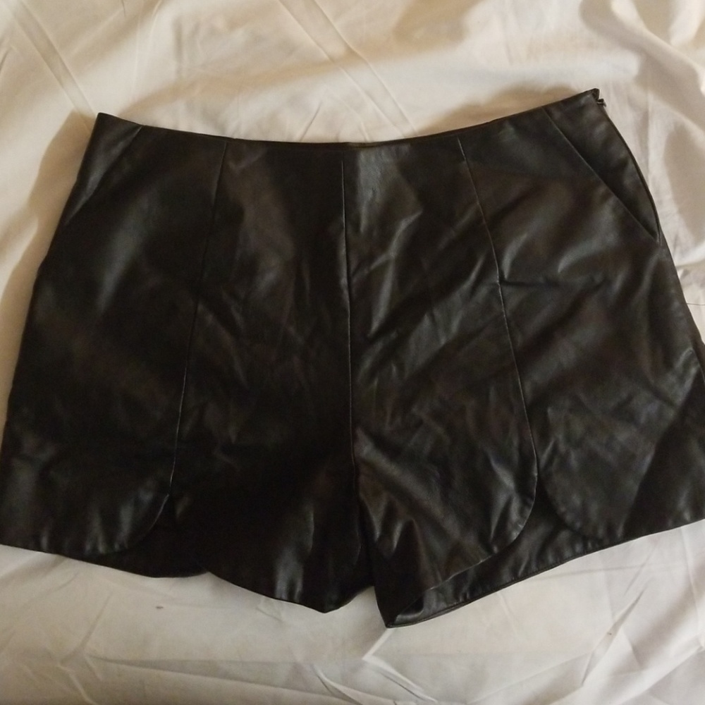Pleather Shorts with Side Zip